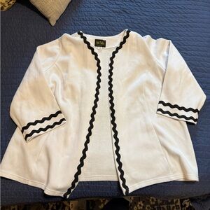 Bob Mackie Wearable Art Black Cardi With Design Cardigan NWT